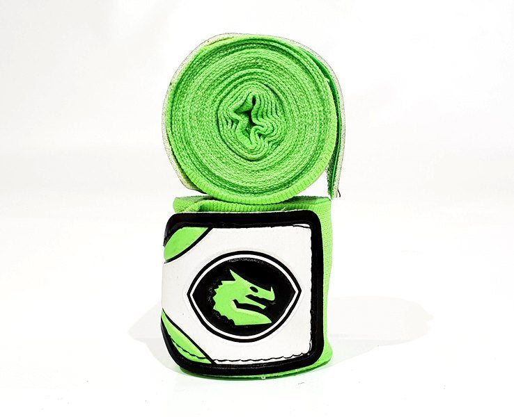 Fitness Hero offers the Morgan Mexican Style Elastic Hand Wraps. These elasticated hand wraps provide an enhanced-thickness material. It is a must-have kit for boxing under gloves in contact and sports training. Easy to roll away for quick application and storage.  Available in 3 colours. This is the green colour