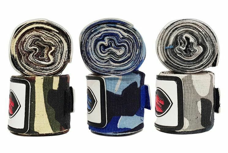 Fitness Hero offer the Morgan Camo Style Elastic Hand Wraps. These camo hand wraps provide you with an enhanced-thickness material. It is a must-have kit for boxing under gloves in contact and sports training. Easy to roll away for quick application and storage.  Available in 3 camo colours