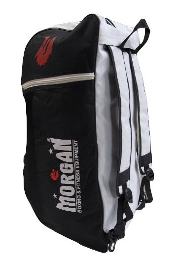 The Morgan 3-in-1 bags were designed with versatility in mind, a carry bag that converts to a shoulder bag and then by removing the hidden shoulder straps transforms it into a backpack. The main bag is black with a white / greay back