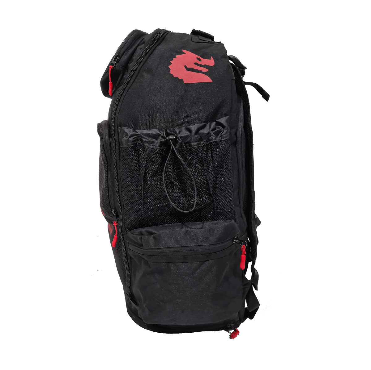 The ultimate backpack,For organised storage, the backpack has multiple mesh and zippered pockets to stash your gear, along with an additional mesh bag with drawstring closure to air out other items after training or competition..Black with mesh pockets