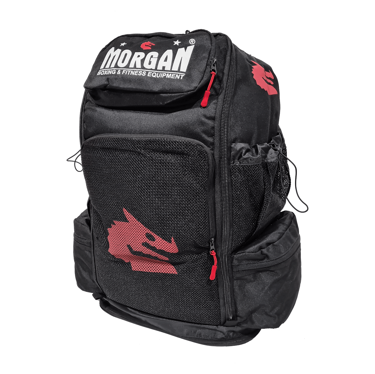 The ultimate backpack,For organised storage, the backpack has multiple mesh and zippered pockets to stash your gear, along with an additional mesh bag with drawstring closure to air out other items after training or competition..Black with mesh pockets