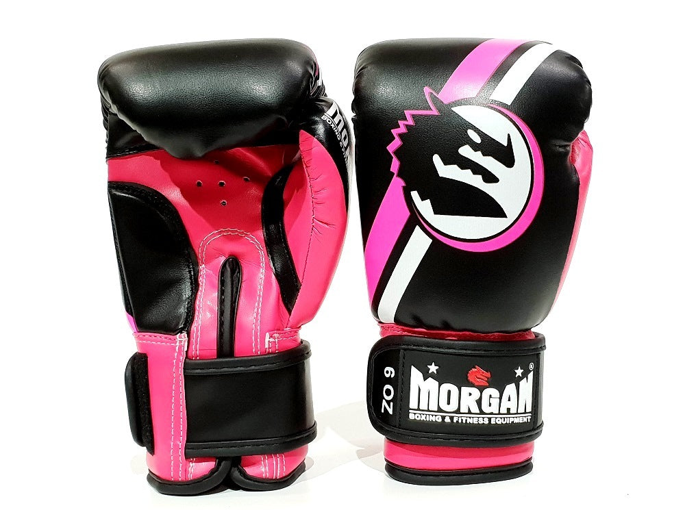 Kids boxing gloves by Morgan Sports. Available in 2 sizes and 3 colours