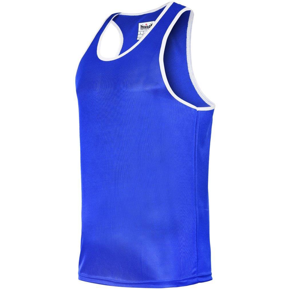 The Fitness Hero Boxing Singlet by Morgan Sports is the perfect blend of dazzle polyester with micro-moisture wicking lining to create a sleek, bold, and incredibly super lightweight, restriction-free boxing singlet that is guaranteed to perform and impress.