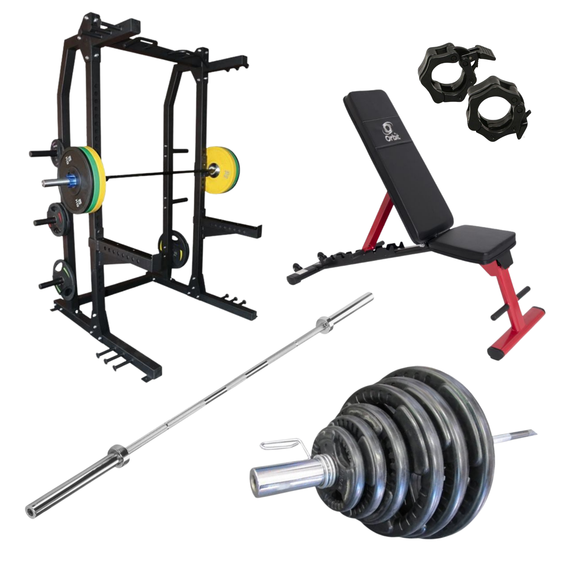 Commercial Half Rack & Olympic Plate Home Gym [Package 5] - Fitness Hero Brand new