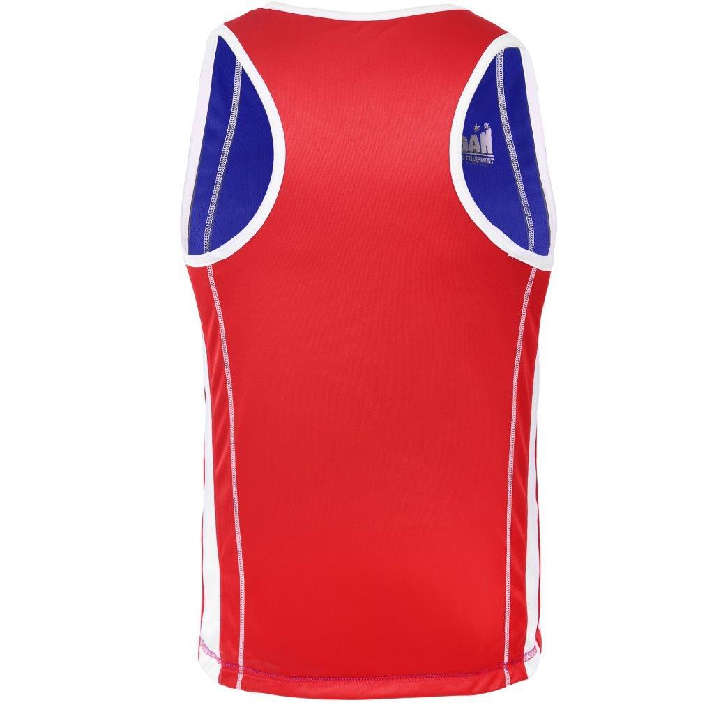 The Fitness Hero reversible boxing singlet by Morgan Sports is the perfect blend of breathable polyester with micro-moisture wicking lining that creates a sleek,  bold,  incredibly super lightweight,  and restriction-free boxing singlet that is guaranteed to perform and impress. Reverse Image