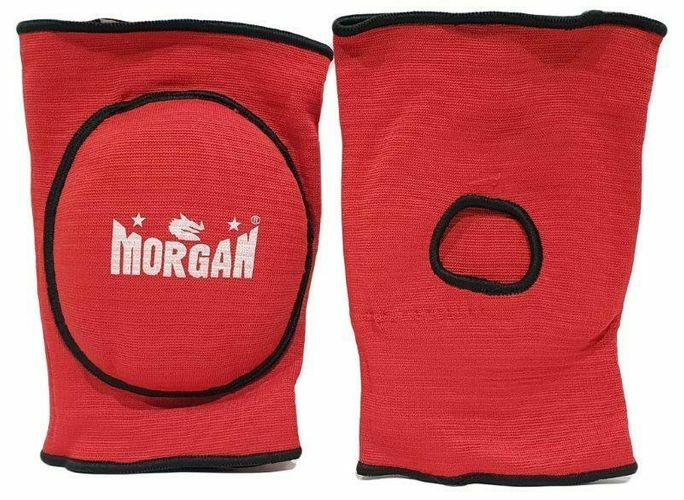 The Fitness Hero elasticated knee protector by Morgan sports is designed to ensure you can practise your knee attacks while absorbing minimal impact on your joints.  Available in 3 colours, red blue &amp; black &amp; two sizes for children &amp; adults