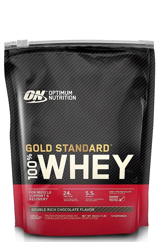 Fitness Hero Presents Optimum Nutrition Gold Standard 100% Whey. The World's Best-Selling Whey Protein Powder 24 Grams of Protein per Serving to promote muscle strength and repair.