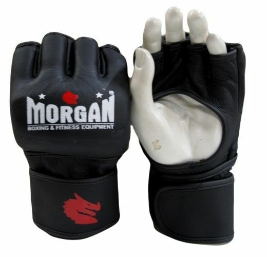 The Fitness Hero full leather Morgan Elite MMA fighting Gloves offer unparalleled protection with uninhibited comfort and performance while training and competing.  Using a UFC style open palm design, this has been proven to be ideal for grappling and wrestling techniques inside the cage or on the mat.  Full wrap around leather wrist strap with Velcro closure offers added wrist support