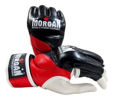 The Fitness Hero platinum MMA gloves from Morgan Sports are a full-grain Nappa leather,  triple layered,  Quad Core integrated padded MMA gloves!  Open palm design with curved anatomic grip assists with punching technique and wicks away sweat and moisture from the hands to keep gloves odour free and long-lasting.