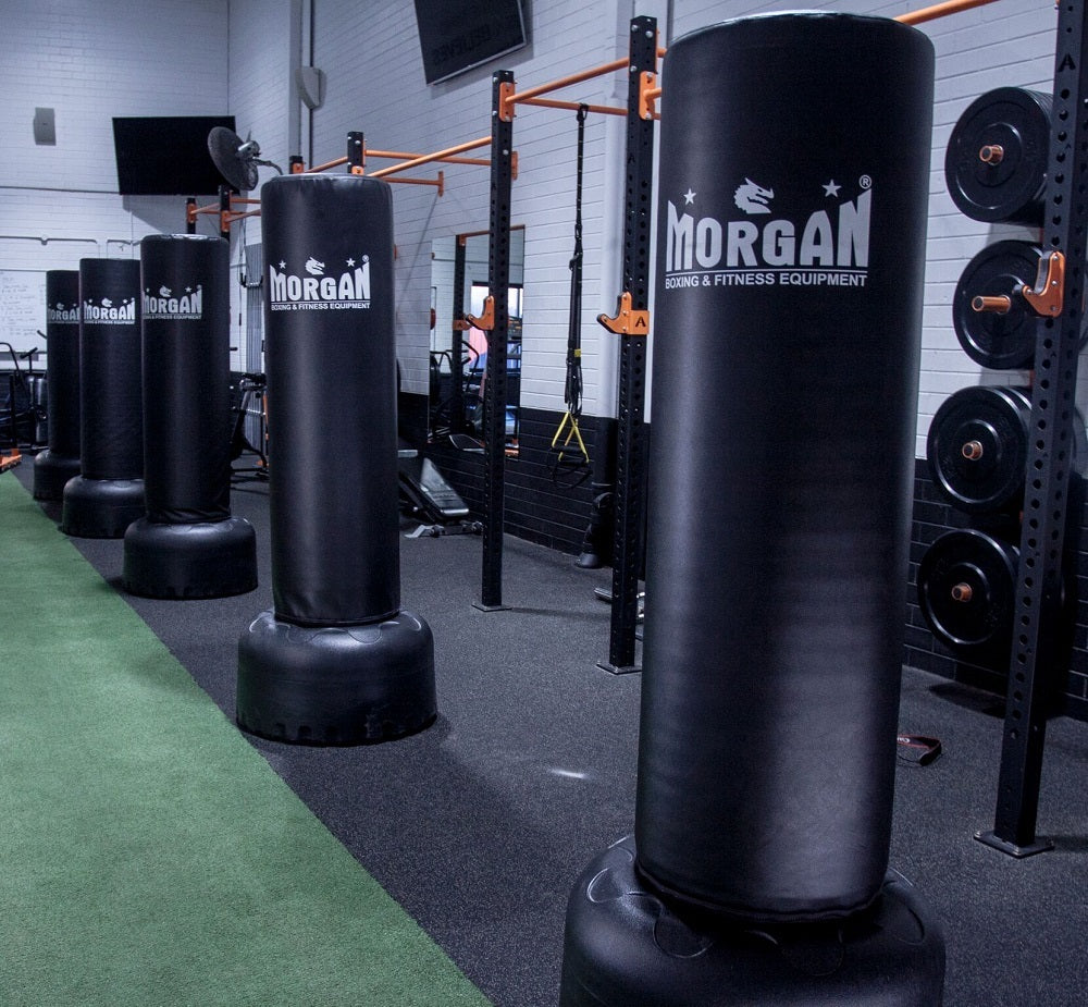 Morgan Tri-Max XL Free Standing Punch Bag, front view on its weighted base