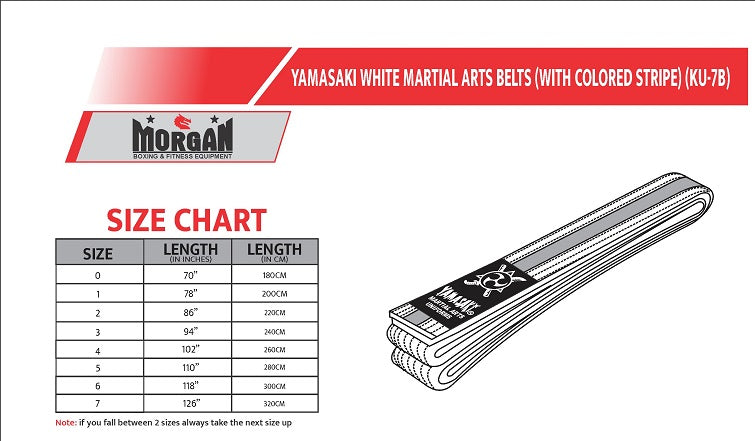 SIZE GUIDE BJJ MARTIAL ARTS BELTS