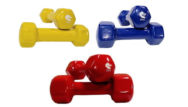 Vinyl Dumbbells (Sold In Pairs) [1kg / 2kg / 3kg] - Fitness Hero Brand new