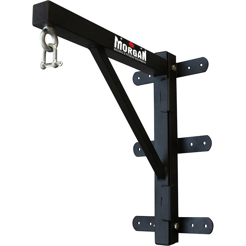 The deluxe punch bag hanger from Morgan Sports is a retractable heavy bag wall mount, constructed with a convenient swing-away designed to save space in the gym.  A commercial use design that doesn’t compromise on strength, this reinforced high-grade steel built bracket is made to hold the heaviest bags and withstand the toughest training sessions for both boxing and commercial fitness gyms.