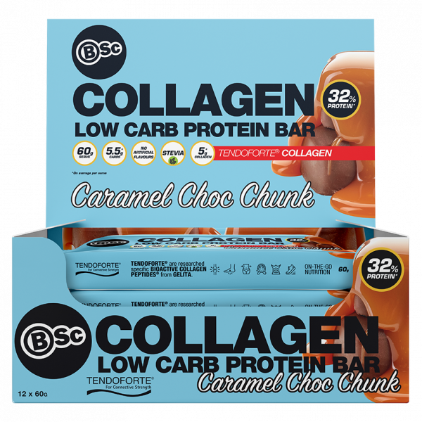 Body Science BSc Collagen Low Carb Protein Bar (Box of 12)  3 Flavours - Fitness Hero Brand new