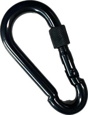 Fitness Hero Snap Lock Hook Carabiner / Cable Clips. These Black Steel Snap Lock Hook Carabiner, are a quick and easy way to attach all your favorite ropes, chains and other cable attachments. Perfect for any gym.