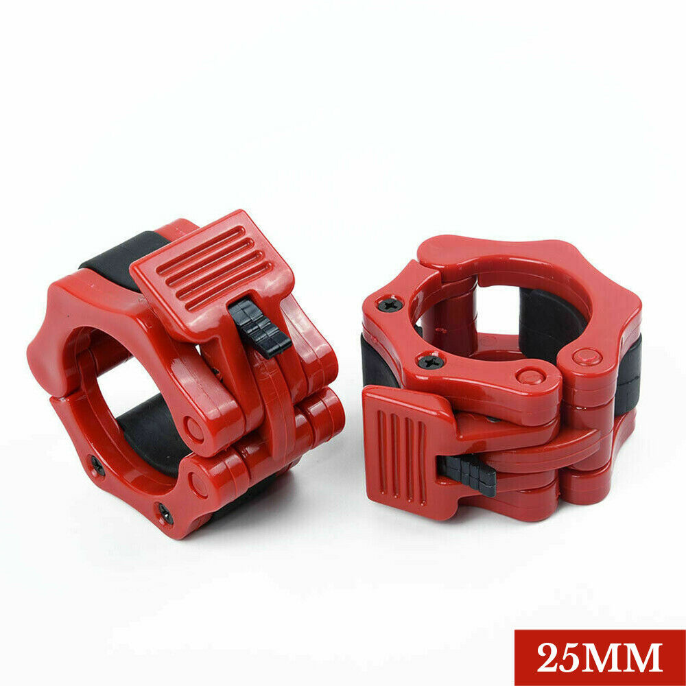 pair of snap lock barbell collars 25mm black